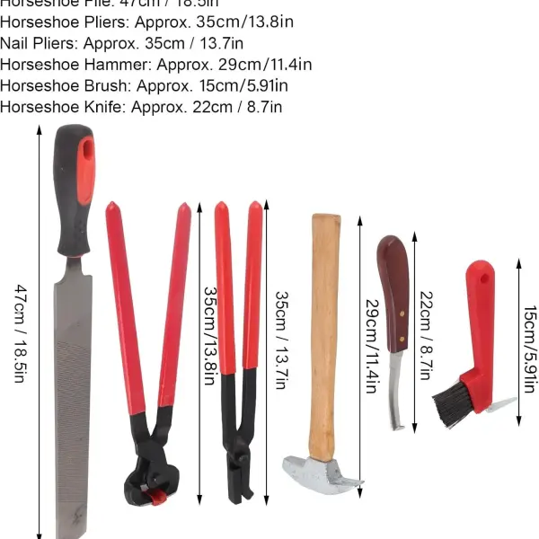 Haofy 6PCS Farrier Hoof Trim Tools, Alloy Professional Horseshoe Pliers, Durable Horseshoe File, Hoof Care Kit for Horses, Donkeys, Cows