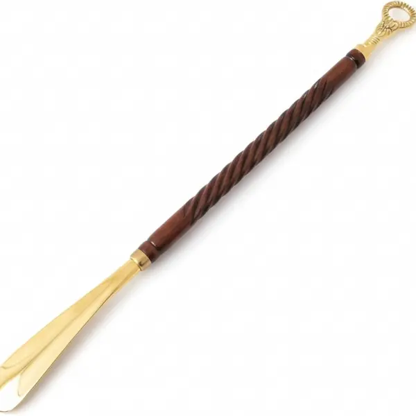 Wooden Shoe Horn with Brass Handle – Long Shoehorn for Men & Women – Handcrafted Wood & Brass Shoehorn – Easy Slip-On Shoe Helper – 62cm