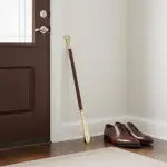 Wooden Shoe Horn with Brass Handle – Long Shoehorn for Men & Women – Handcrafted Wood & Brass Shoehorn – Easy Slip-On Shoe Helper – 62cm