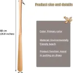 Extra Long Shoe Horn for Men - Classic Wooden Lifter, Easy Smooth Shoe Spoon with Lanyard, Perfect for Seniors & Elderly - 68x4.3cm Comfort Tool