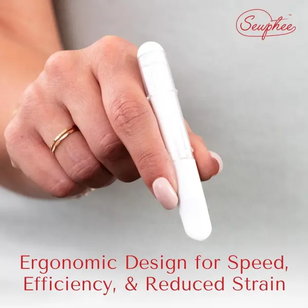 Fabric Markers for Sewing – Ergonomic Tailors Chalk Pen with Improved Dosing Wheel for Sharp Lines - Washable Sewing Chalk Marking Pens that are Compatible with Most Fabrics - White and White 2 Pack