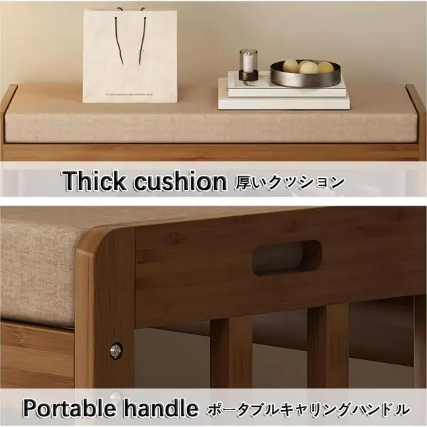 Shoe Bench with Storage, Wooden Shoe Storage Bench with Cushion&Hidden Drawer, 2-Tier Shoe Rack Bench for Entryway, Checkroom, Hallway,70x30x44cm/27.5x11.8x17.3in