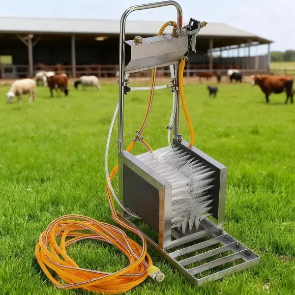 Heavy-Duty Rain Shoe Scrubber & Boot Brush, Automatic Stainless Steel Mud Remover with Water Spray Gun, All-Weather Industrial Shoe Cleaner for Farm & Livestock Care