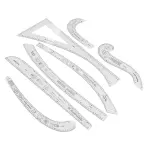 Dioche Professional 7 Piece Sewing Ruler Set with Clear Acrylic Construction for Precise Pattern Drafting Fashion Design and Tailoring Measuring Tools French Curve