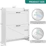 Lomojo Shoe Cabinet Storage for Entryway, Hidden Shoes Storage Cabinet with 2 Flip Drawers, Freestanding Shoes Cabinet with Adjustable Shelves, Hallway, Narrow Shoe Rack with Legs, White