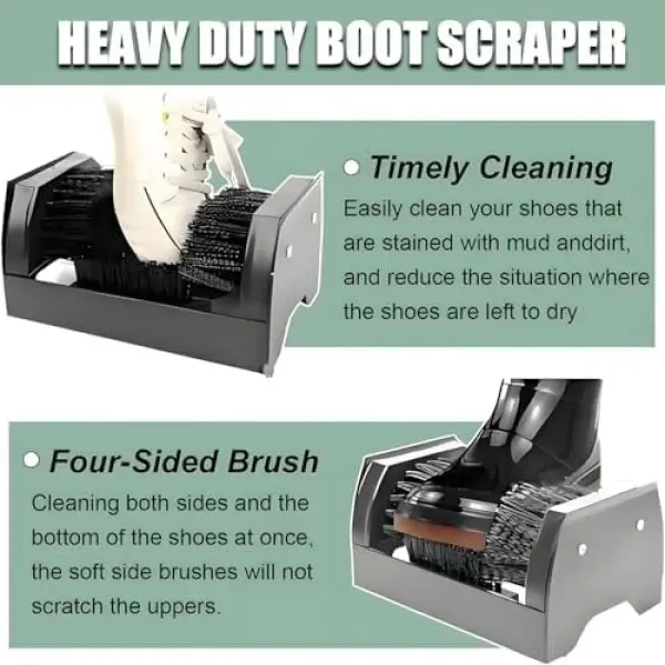 Heavy-Duty Boot Cleaner Brush - Floor-Mount Scraper and Scrubber with Handle for Easy Dirt Removal from Shoes and Boots