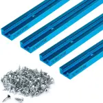 POWERTEC 36 Inch x4 Universal T track with 100 Pcs, 6 X 1/2" Wood Screws, Double-Cut Profile T track with Predrilled Mounting Holes for Woodworking Jigs and Fixtures, Router Table, Workbench, 71951