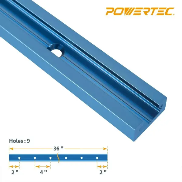 POWERTEC 36 Inch x4 Universal T track with 100 Pcs, 6 X 1/2" Wood Screws, Double-Cut Profile T track with Predrilled Mounting Holes for Woodworking Jigs and Fixtures, Router Table, Workbench, 71951