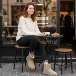 Womens Genuine Suede Boots Brown Anti-slip Warm Comfort Ankle Fuzzy Winter Short Boots for Outdoor Indoor