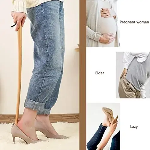 Extra Long Shoe Horn for Men - Classic Easy Grip Shoe Lifter for Seniors, Smooth Durable Shoe Spoon with Lanyard, Ideal for Easy On/Off Footwear