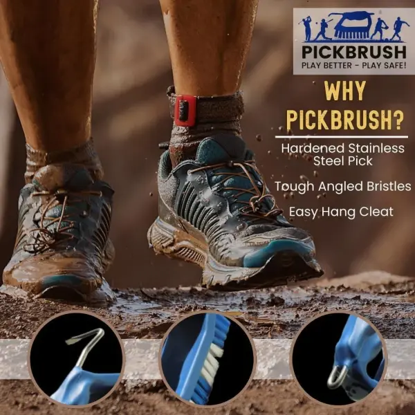 Kelcie's Handheld Shoe Cleaning Brush with Pick for Cleaning Mud Off Shoes in Minutes - Boot Brush & Cleat Cleaner for Golf, Soccer & Other Outdoor Footwear - Heavy-Duty Stiff Bristles Boot Scrubber