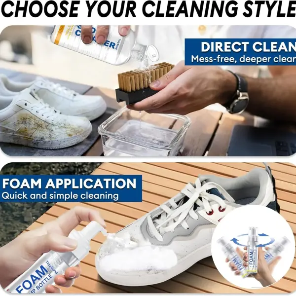 Shoe Cleaner Kit for Sneakers – 10.6oz Premium Shoe Cleaning Set with 3 Brushes & Microfiber Towel, Sneaker Cleaner for White Shoes, Boots, Leather, Suede, Canvas, Mesh, PU & Fabric