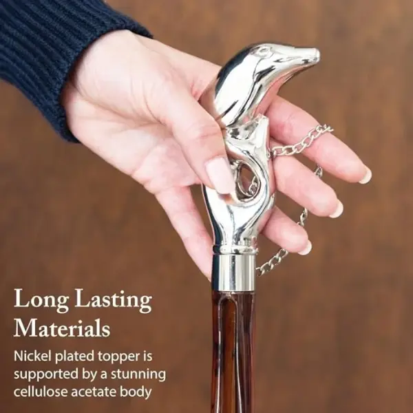 FootFitter 21" Long Shoe Horn, Nickel-Plated Handle & Tortoiseshell Spoon Shoe Aid for Smooth Slip-On Comfort (Made in Italy)