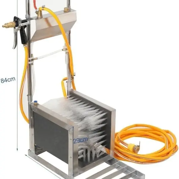 Stainless Steel Boot Washer with Water Spray Gun, Three-Sided Hard Brushes, Effective Mud Snow Dust Cleaning Tool for Outdoor Footwear