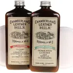 Leather Milk Auto Leather Cleaner & Conditioner Kit (2 Formula Car Detailing Set) - Straight Cleaner No. 2 + Auto Refreshener No. 4 - All Natural, Non-Toxic. Made in USA. Includes 2 Detailing Pads!