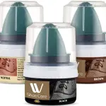 WBM W Shoe Care Shoe Cream with Sponge Applicator, Protects Leather from Scuffs and Scratches, Best for All Kind of Leather Surfaces, Professional Shine with Black, Brown & Neutral