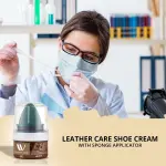 WBM W Shoe Care Shoe Cream with Sponge Applicator, Protects Leather from Scuffs and Scratches, Best for All Kind of Leather Surfaces, Professional Shine with Black, Brown & Neutral