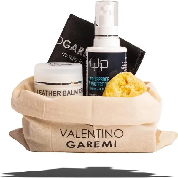 Leather Care Kit – Conditioner Balm & Waterproof Spray Set – Includes Sponge, Cotton Cloth & Travel Pouch – For Wallets, Belts, Bags & Accessories - Made in Italy