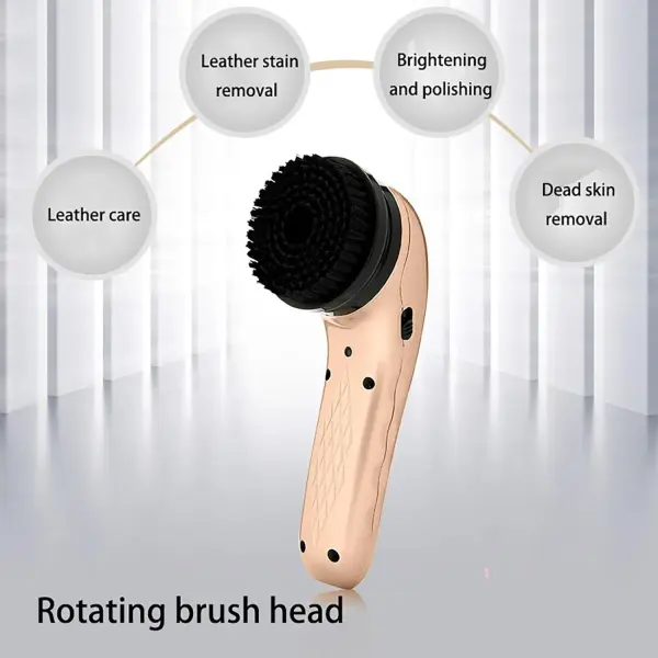 USB Rechargeable Portable Electric Shoe Polisher with 2-Speed Motor & 6 Brush Heads for Leather Care - Perfect for Shoes, Boots & Accessories - Black Black
