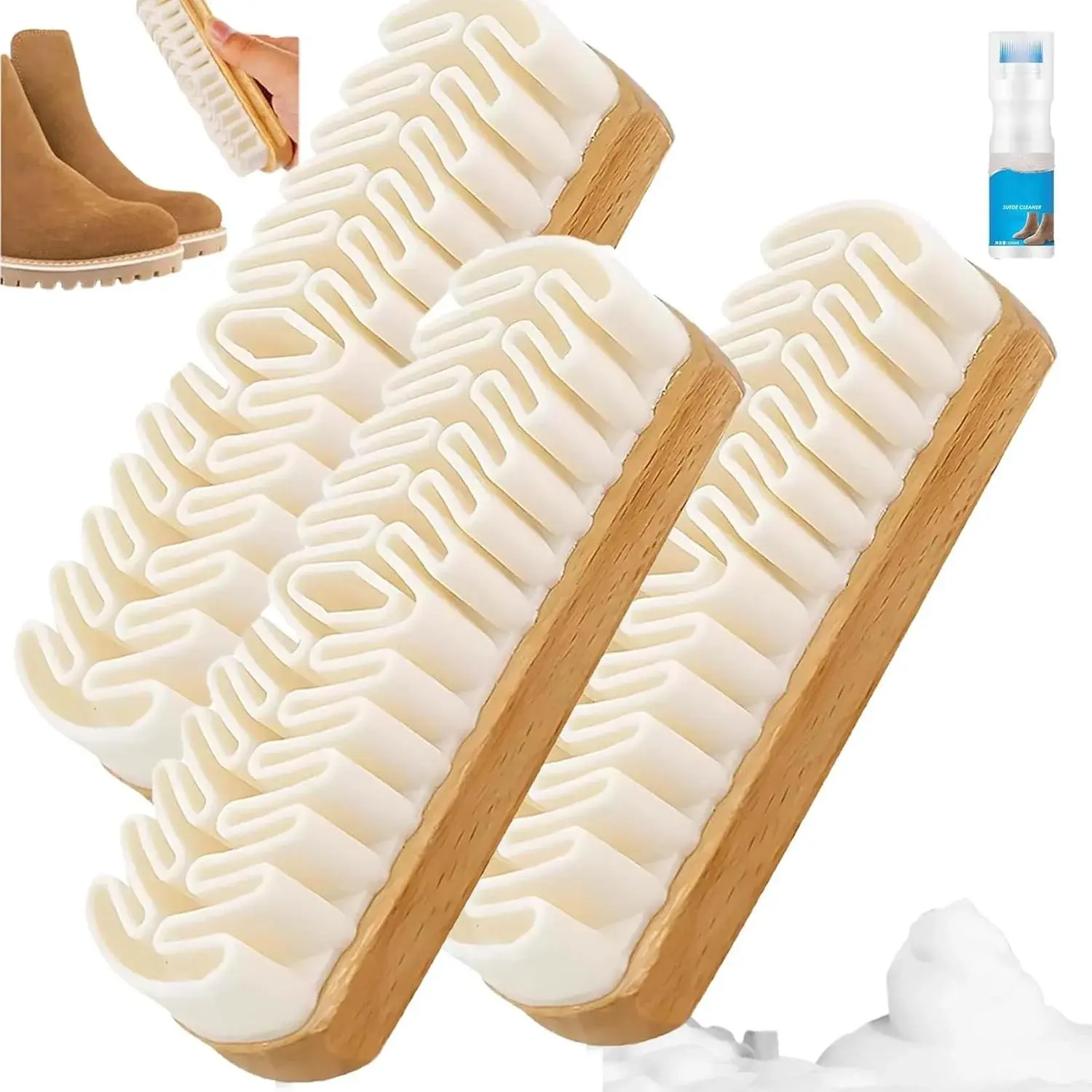 Magic Rubber Shoe Brush for Suede,Rubber Shoe Brush Cleaner,Lazy Shoes Brushs,Suede Eraser for Removing Stains for Shoes, Jacket, Purse, Bags, Sofa with Wooden Handle (3PCS)