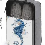 Watercolor Seahorse Shoe Bag Travel Shoe Storage Pouch Portable Shoes Bags with Zipper Handle 13.7X9.4 In