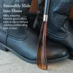 FootFitter Deluxe Shoe Horn with Nickel Plated Handle, Premium Extra Long Shoehorn for Easy Use & Heel Relief (Made in Italy)